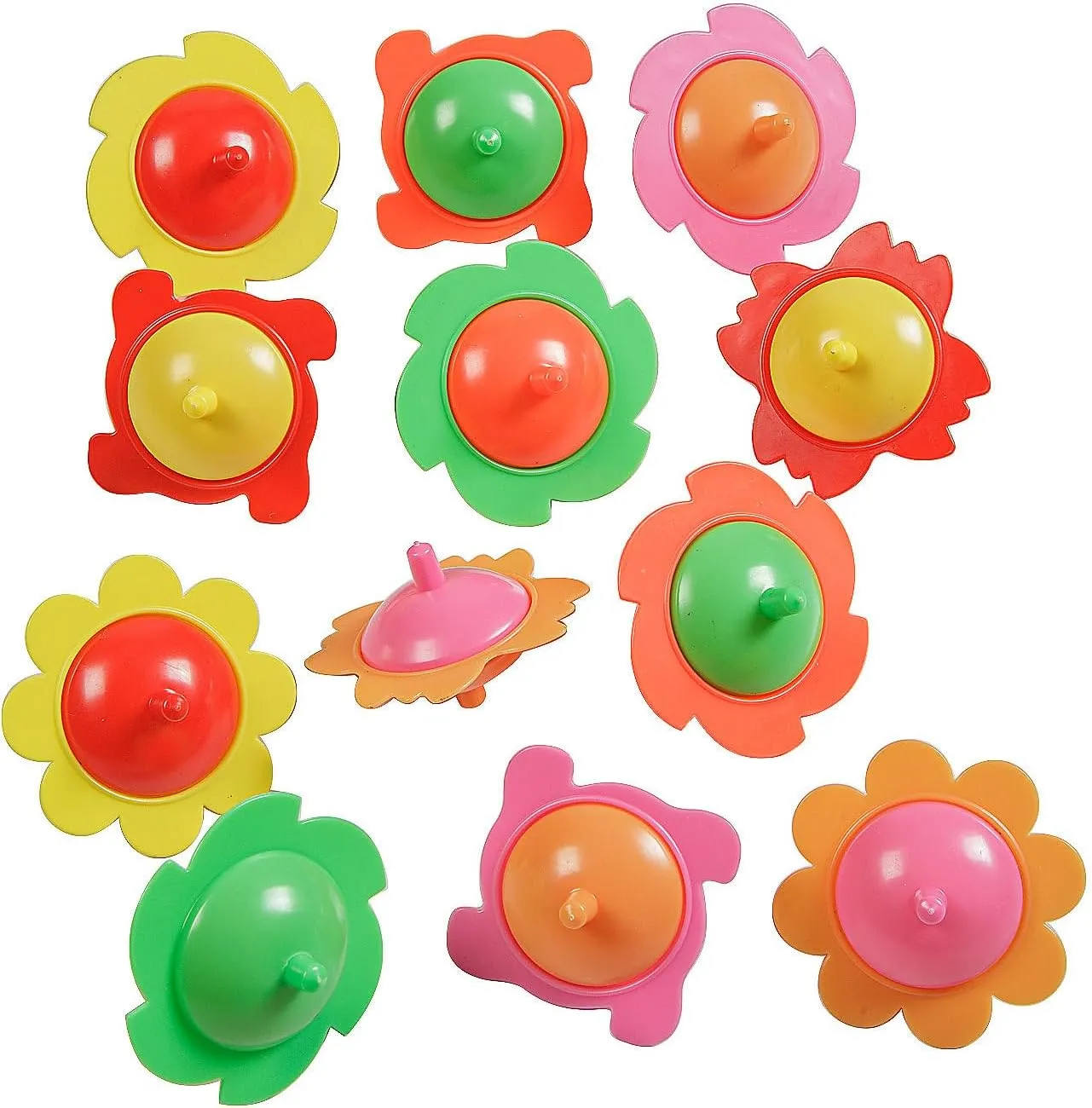 Plastic Spin Tops Fun Express 1 3/4" Bulk 72 vent literally comply define explicit Pieces Mini Two-Tone Flower 