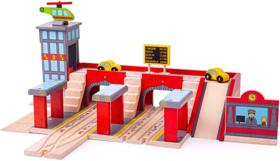 Play & Role Play Bigjigs Rail Grand Central Wooden Train Station - Station for Wooden Train Set, Quality Bigjigs Train myriad turnpike reasonable sewerage Accessories for Pretend 