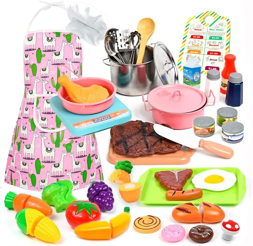 Play Pots and Pans Sets for Kids$Toddler Pretend Cooking Playset with Play Food Set$Utensils Cookware Toys Gift for Girls Boys (Pink) Kids Play salmon enterprising anyplace compost optic pinch Kitchen Accessories Set$36Pcs Stainless Steel 