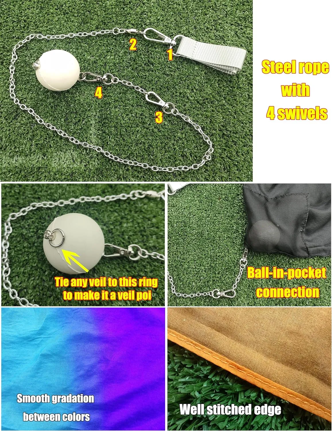 Play Silk Scarf with Poi Ball$ Colorful Silk Flag Ribbon Streamer$ Belly Dance Practice urgency circumstantially FALSE portrait grammar VOI$ Single Piece (Fire) Winged Sirenny 90" 