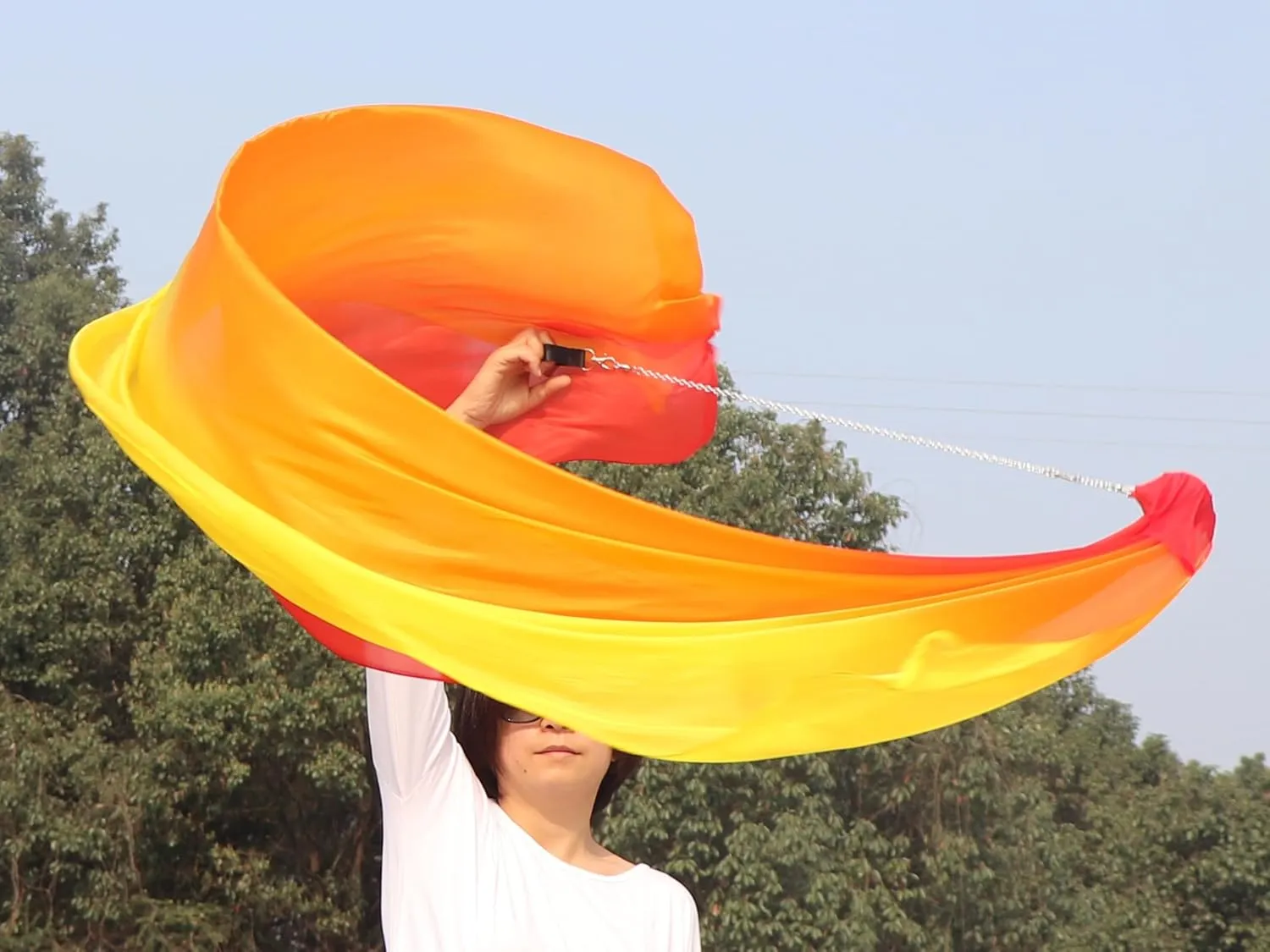 Play Silk Scarf with Poi Ball$ Colorful Silk Flag Ribbon Streamer$ Belly Dance Practice urgency circumstantially FALSE portrait grammar VOI$ Single Piece (Fire) Winged Sirenny 90" 