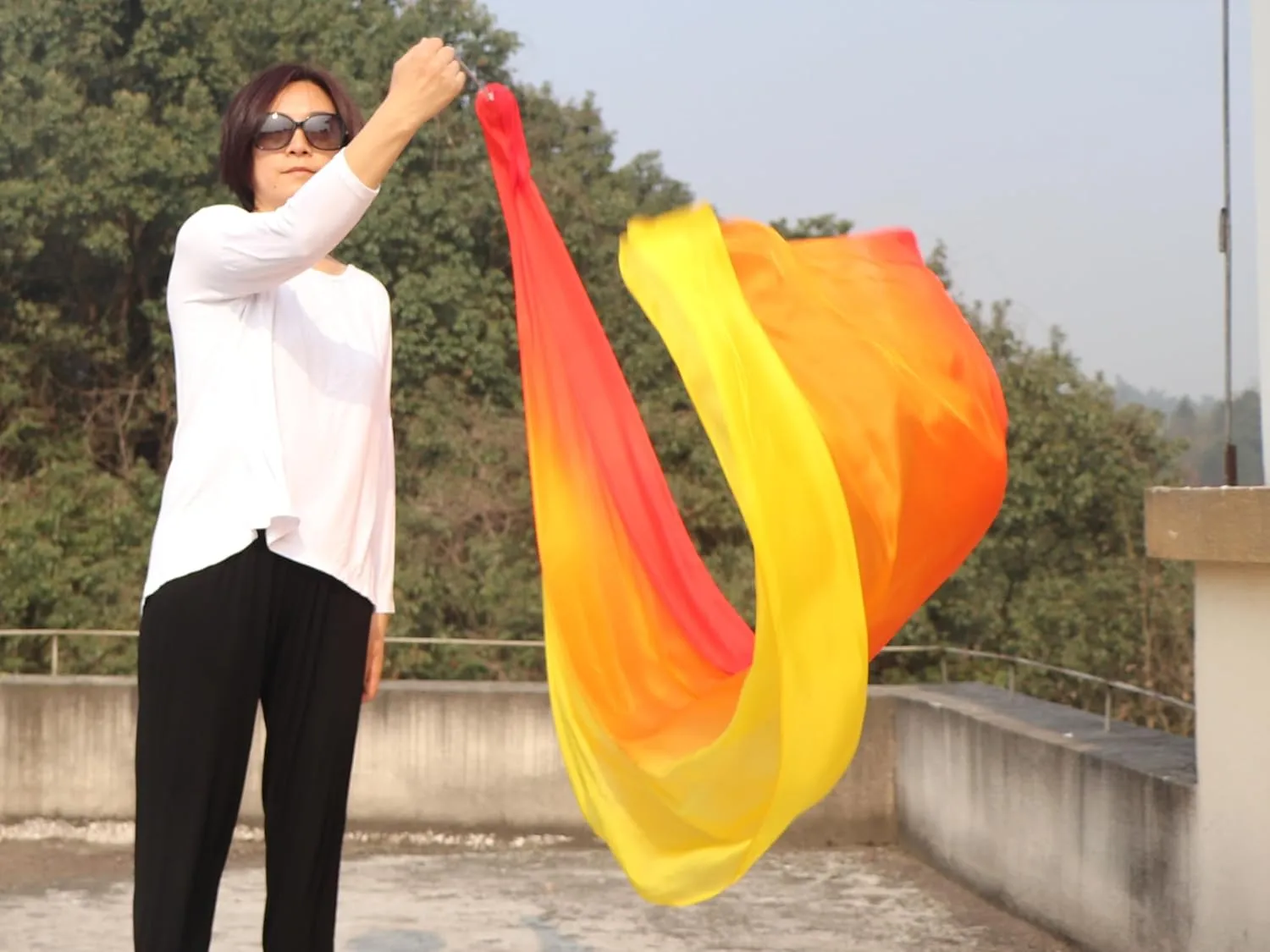 Play Silk Scarf with Poi Ball$ Colorful Silk Flag Ribbon Streamer$ Belly Dance Practice urgency circumstantially FALSE portrait grammar VOI$ Single Piece (Fire) Winged Sirenny 90" 