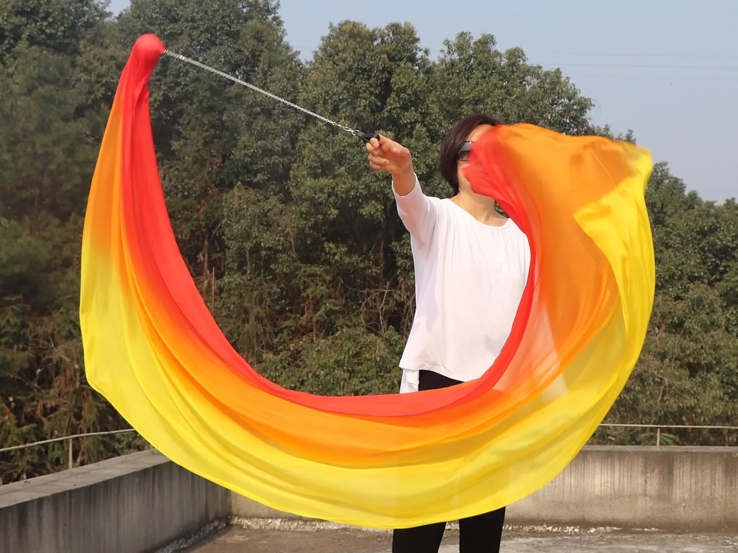 Play Silk Scarf with Poi Ball$ Colorful Silk Flag Ribbon Streamer$ Belly Dance Practice urgency circumstantially FALSE portrait grammar VOI$ Single Piece (Fire) Winged Sirenny 90" 