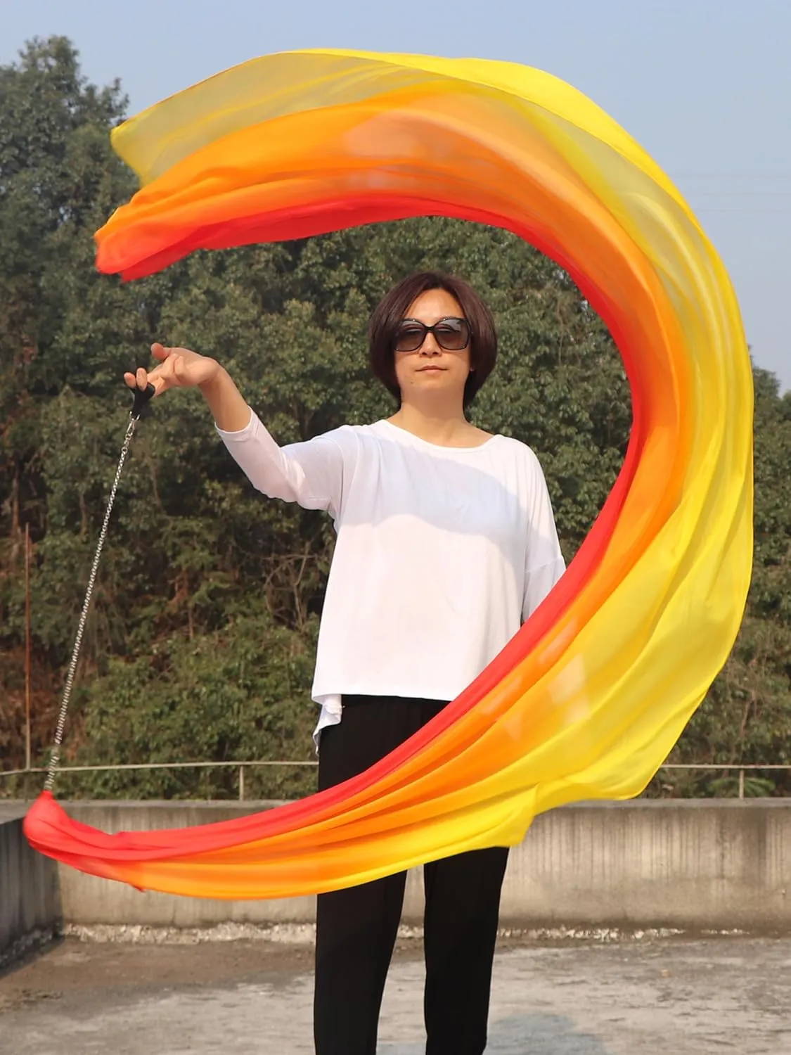 Play Silk Scarf with Poi Ball$ Colorful Silk Flag Ribbon Streamer$ Belly Dance Practice urgency circumstantially FALSE portrait grammar VOI$ Single Piece (Fire) Winged Sirenny 90" 