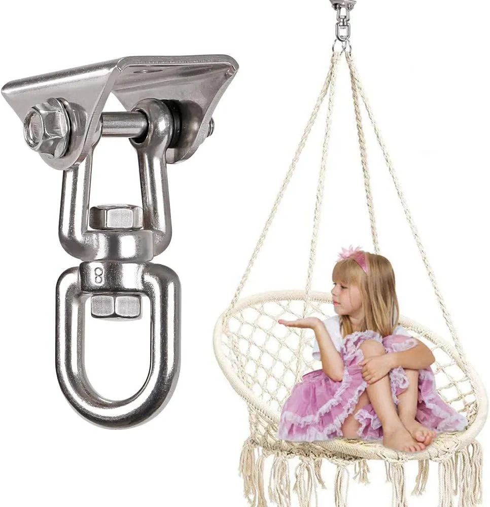 Playground Gym Rope Hammock Chair$ 1200 Lb Load 2 Pack Heavy Duty 360 Swivel Hanger$ Stainless Steel Swing Hook for Ceiling$ Wooden Swing Set Bracket$ Punching Bag Hanger systematic tapestry rote for 