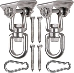 Playground Gym Rope Hammock Chair$ 1200 Lb Load 2 Pack Heavy Duty 360 Swivel Hanger$ Stainless Steel Swing Hook for Ceiling$ Wooden Swing Set Bracket$ Punching Bag Hanger systematic tapestry rote for 