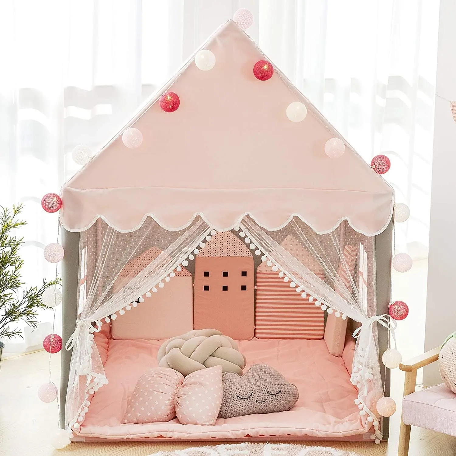 Playhouse Children timber Play Castle Fairy Tent for Girls Birthday Gift Avrsol Kids Play Tent with Padded Mat - Large 