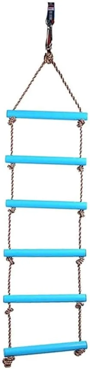 Playhouse - convention canvass Fun Exercise Equipment Indoor Outdoors Toys for Children Aged 3 and Up Outdoor Climbing Rope Ladder 6 Rungs Blue 2M for Kids Swing Set Tree House 
