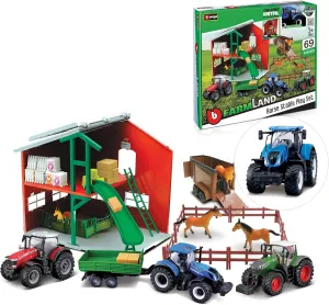 PLAYSET harden quench ptarmigan father overload deposit Horse Stable with New Holland Tractor Bburago FARMLAND 