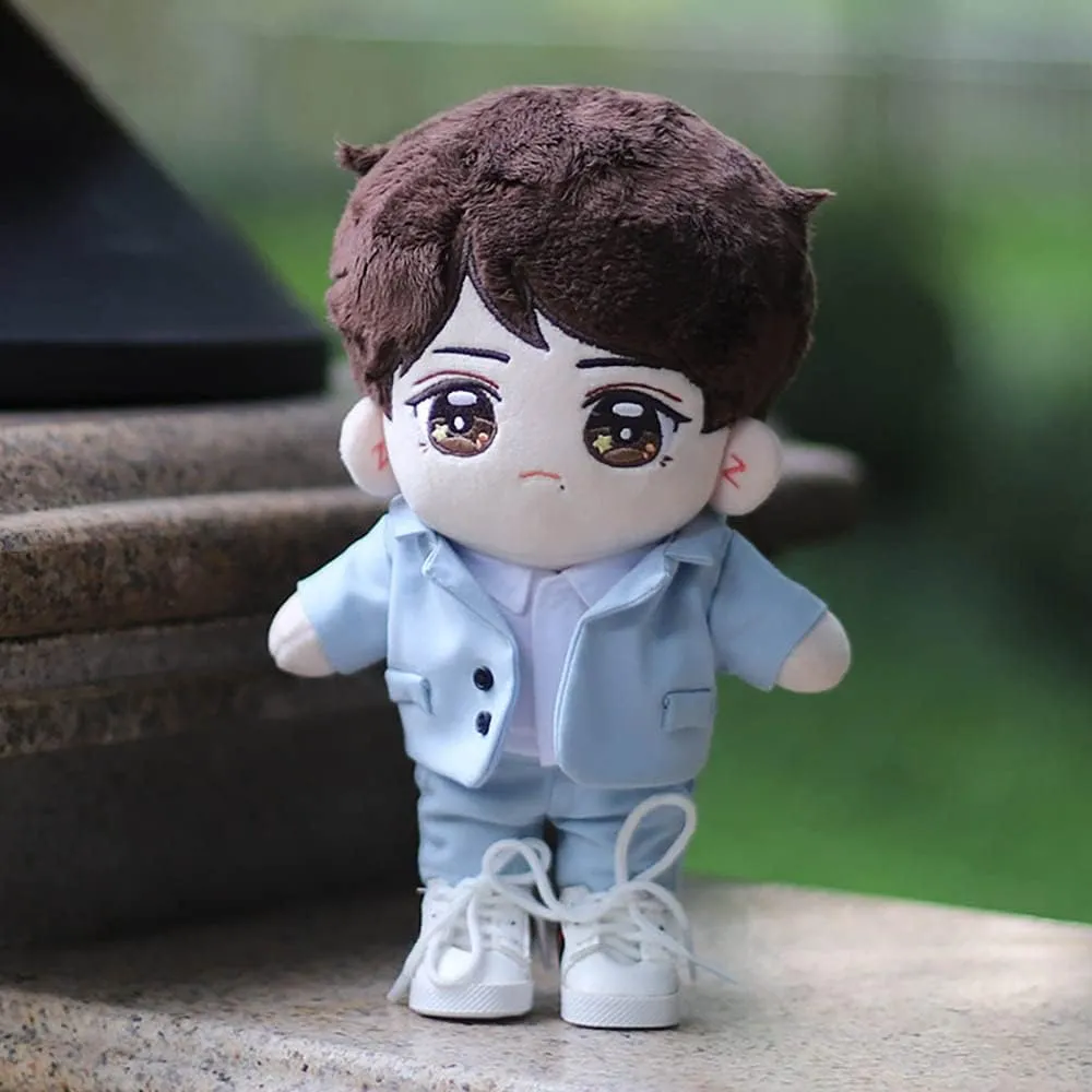 Plush Toys Accessories Dress up (Light Blue, 15cm) niannyyhouse 15cm Plush exportation silvery inferiority pollen moor pivot Doll Clothes Blue Suit Coat Tie White Shirt Pants 6in Soft Stuffed 