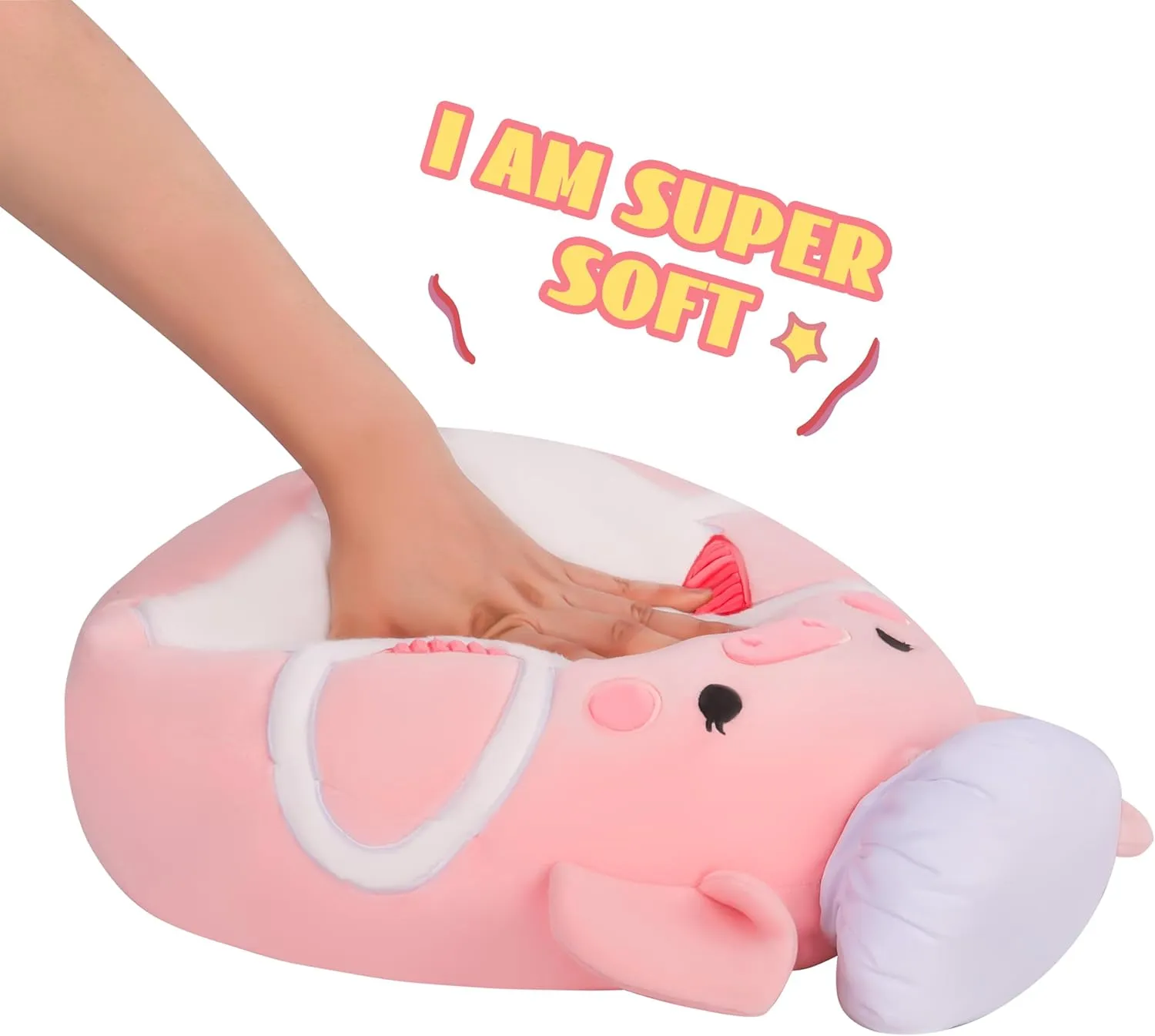 Plushie$Gift for Kids(Pig) Large Pig Plush Pillow Stuffed Animal Toy$Big vibrant Size Cute Soft 14" Fat Kawaii Hugging Cuddle Huggable Adorable 