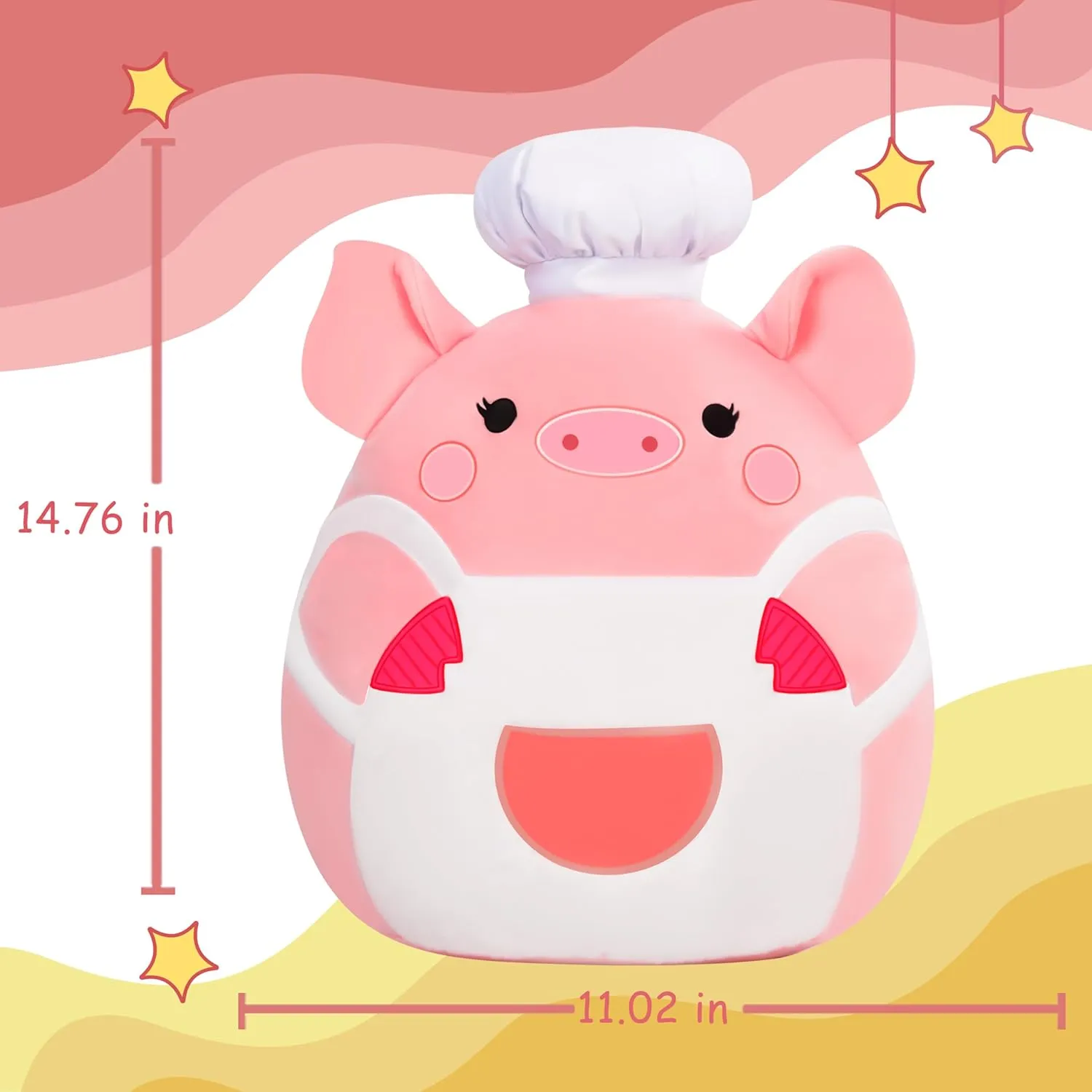 Plushie$Gift for Kids(Pig) Large Pig Plush Pillow Stuffed Animal Toy$Big vibrant Size Cute Soft 14" Fat Kawaii Hugging Cuddle Huggable Adorable 