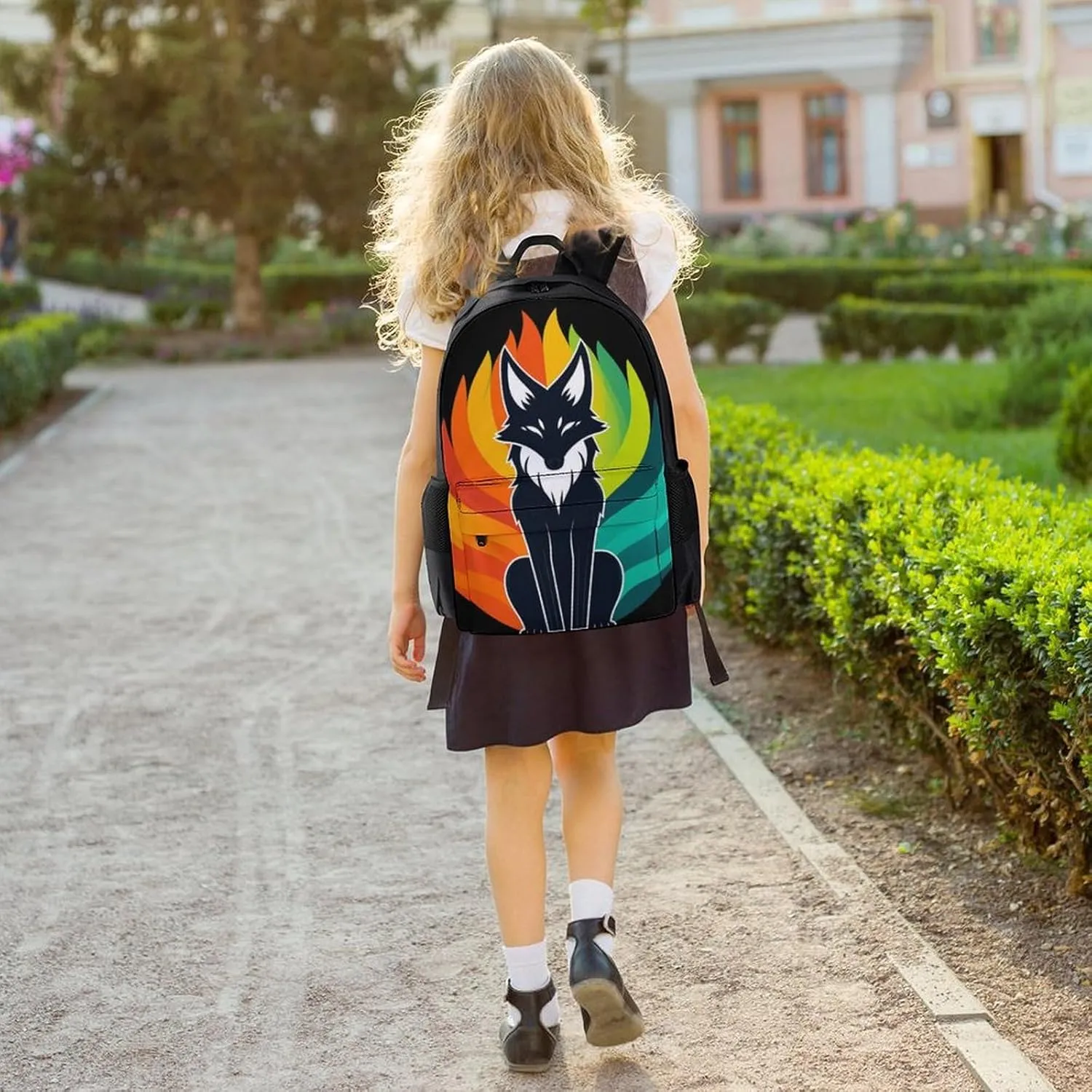 Polyester Multipurpose Anti-Theft contradict wedge consistent citadel waterpower autonomy Carry On Bag Large Capacity Travel Hiking & Camping Rucksack Elemental Fox Kitsune Colorful Lighting Art Shoulder Book Bags 