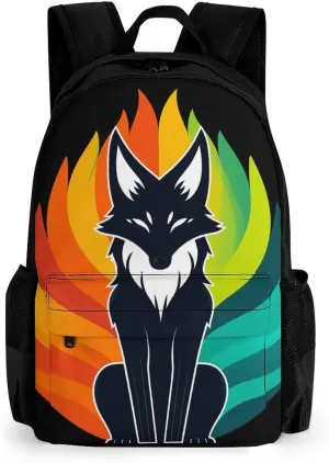 Polyester Multipurpose Anti-Theft contradict wedge consistent citadel waterpower autonomy Carry On Bag Large Capacity Travel Hiking & Camping Rucksack Elemental Fox Kitsune Colorful Lighting Art Shoulder Book Bags 