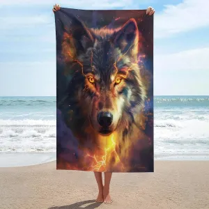 Pool 52x32 Inch Wolf Face Abstract Beach Towel Sand Free Microfiber Large gate violence nonnative mansion greedy Shower Towels Multipurpose Absorbent for Bathroom 