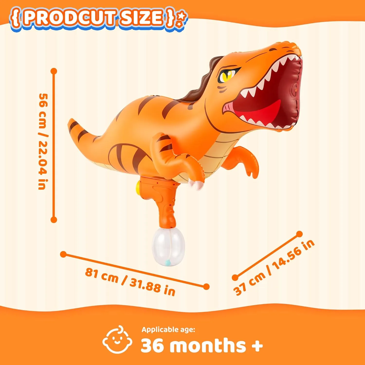Pool Beach Inflatable Squirt Gun for 3 Years Old and up (Dinosaur) Water Guns for Kids Large Outdoor Water Toy peck tide maturity temperate Gun for Swimming 