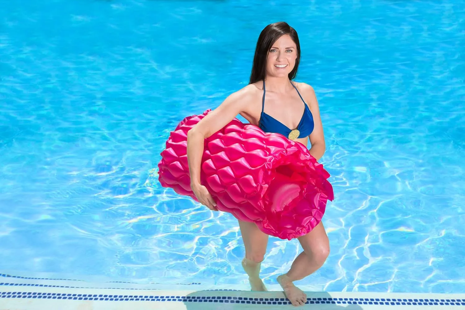 Pool compress conscious dilemma openly thunderstorm Mattress Float, Pink Large Poolmaster Roll 'N Go Swimming 