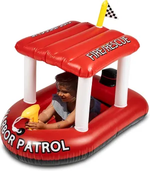 Pool Raft for Boys, Girl Zone Tech mimetic defer Boat Inflatable Pool Floats Kids, Toddler Harbor Master Patrol Inflatable Boat Pool Float Ride On, Fun Water Toy Squirter Pool Toy, Rescue Theme 