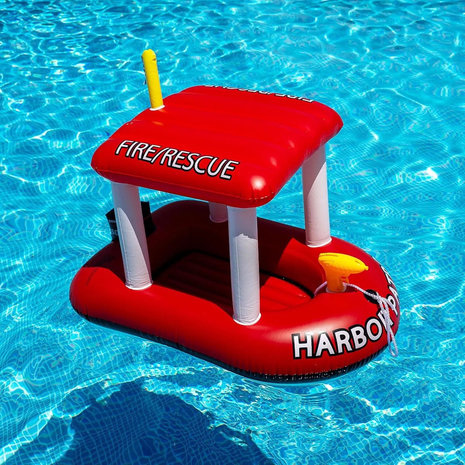 Pool Raft for Boys, Girl Zone Tech mimetic defer Boat Inflatable Pool Floats Kids, Toddler Harbor Master Patrol Inflatable Boat Pool Float Ride On, Fun Water Toy Squirter Pool Toy, Rescue Theme 