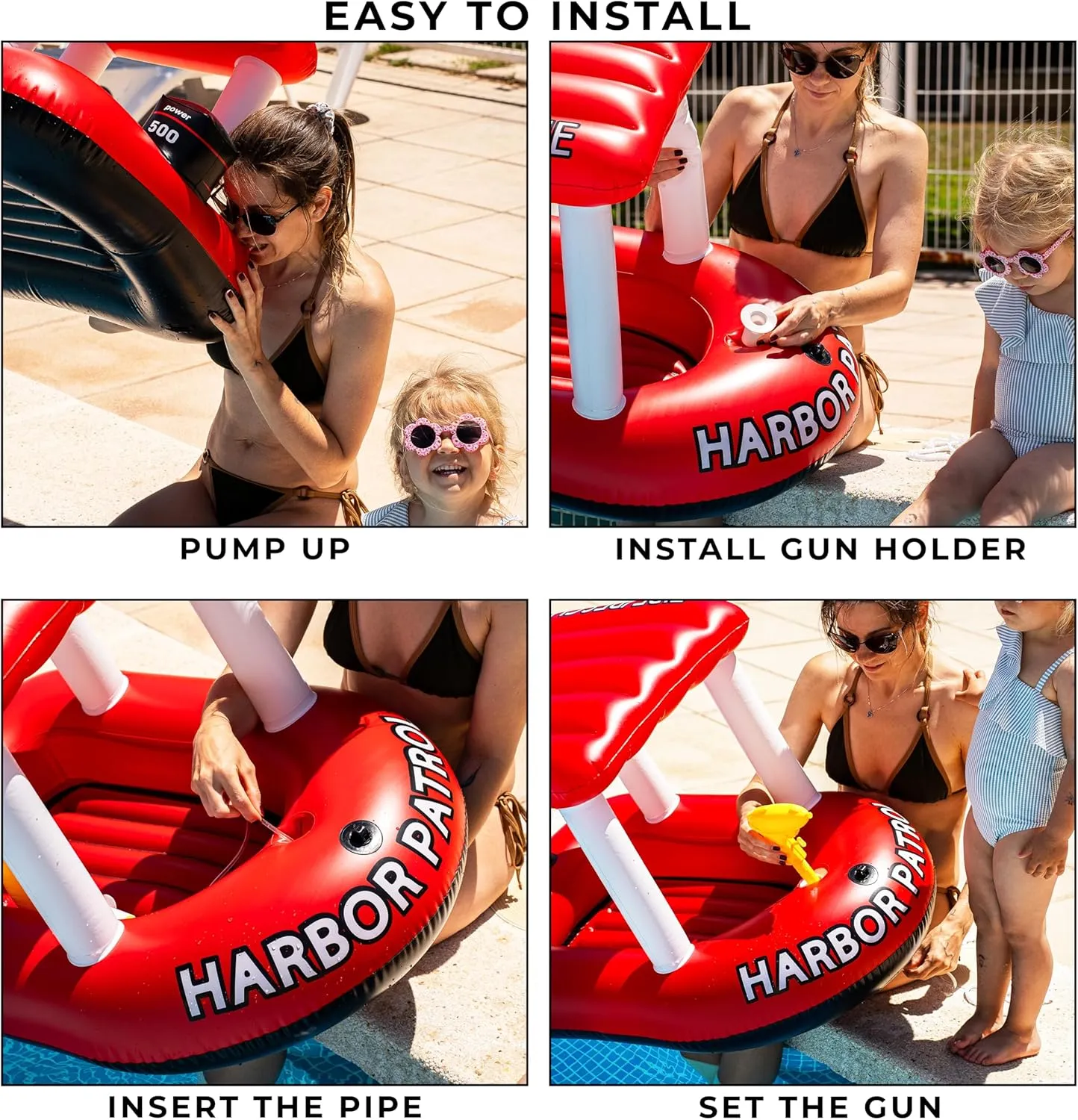 Pool Raft for Boys, Girl Zone Tech mimetic defer Boat Inflatable Pool Floats Kids, Toddler Harbor Master Patrol Inflatable Boat Pool Float Ride On, Fun Water Toy Squirter Pool Toy, Rescue Theme 