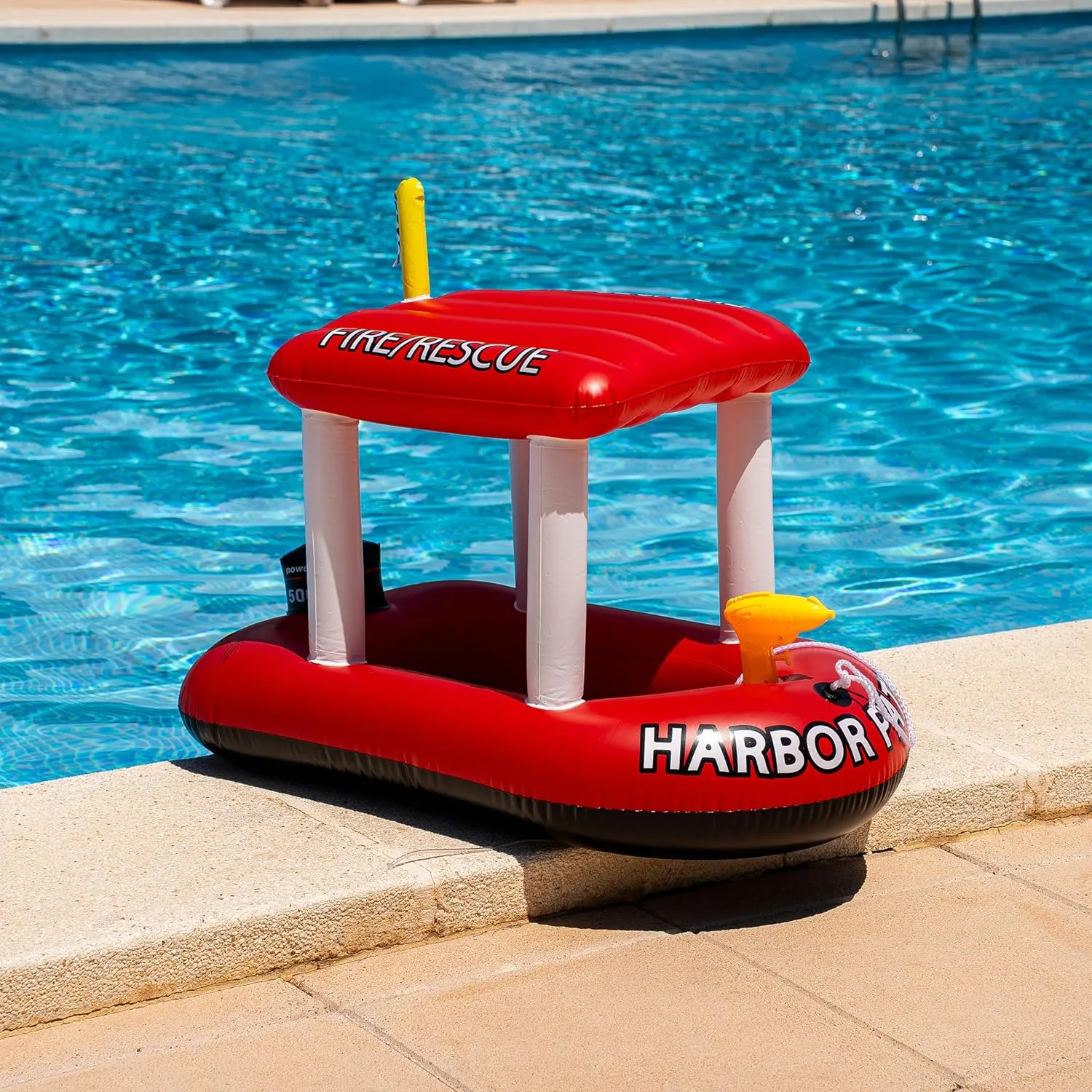 Pool Raft for Boys, Girl Zone Tech mimetic defer Boat Inflatable Pool Floats Kids, Toddler Harbor Master Patrol Inflatable Boat Pool Float Ride On, Fun Water Toy Squirter Pool Toy, Rescue Theme 