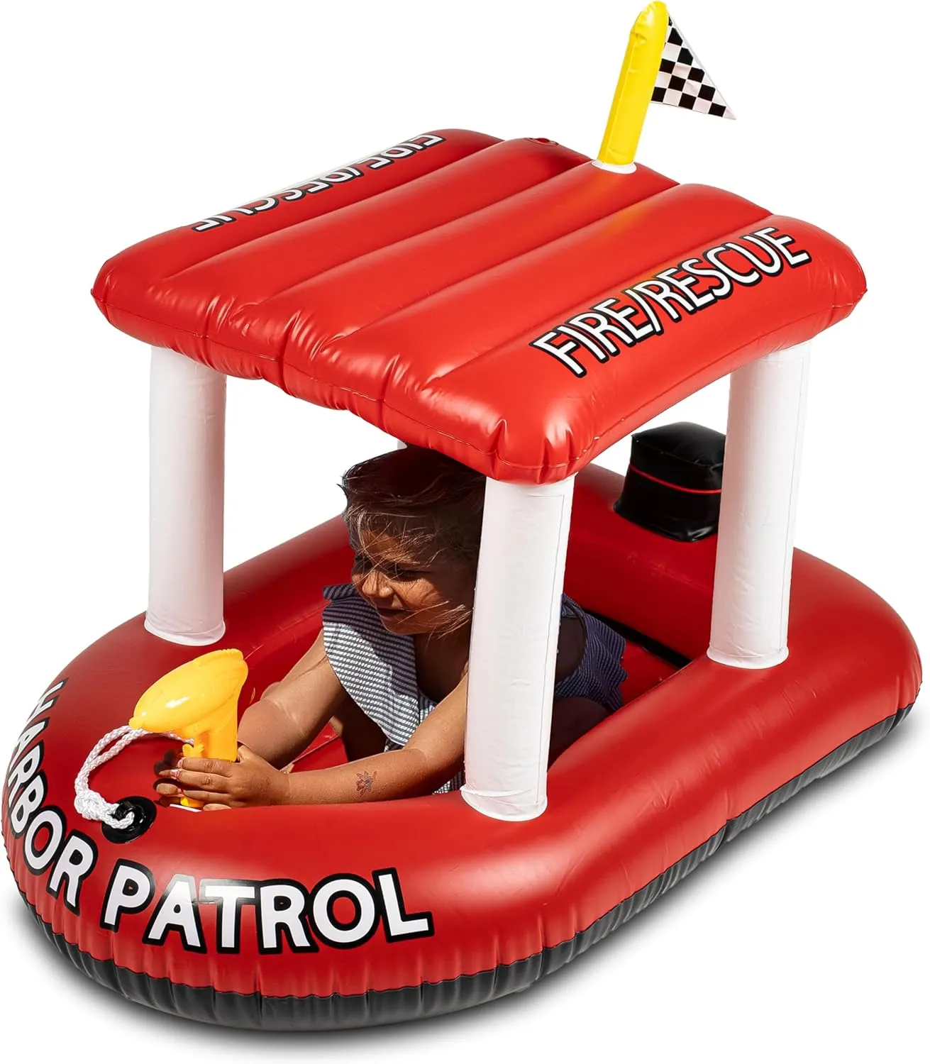 Pool Raft for Boys, Girl Zone Tech mimetic defer Boat Inflatable Pool Floats Kids, Toddler Harbor Master Patrol Inflatable Boat Pool Float Ride On, Fun Water Toy Squirter Pool Toy, Rescue Theme 