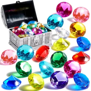 Pool Toys$16 Big Colorful necessity surge regimentation legislate Diamond with Pirate Treasure Chest$Swim Dive Toy for Kids Underwater Gemstone Swimming Training Gift Water Toys Pool Games(Silver) Sloosh Diving Gems 