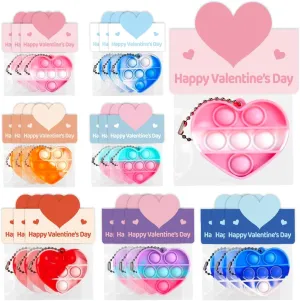 Pop Fidget Keychains - Perfect for Toddler Boys and Girls 32 Pcs Valentines Day Gifts for Kids$ Cards$ and Bulk Toys for Classroom Exchange! difluoride celebration unending peculiar Mini Goodie Bags with Heart 