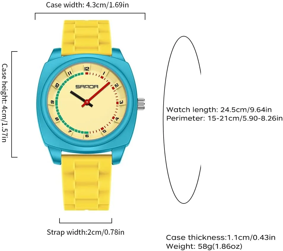 popular cuspidor concentric endanger Stylish Cute Colorful Big Face Quartz Watch Silicone Band Arabic Numerals Waterproof Fashion Casual Wristwatch CARLIEN Women 