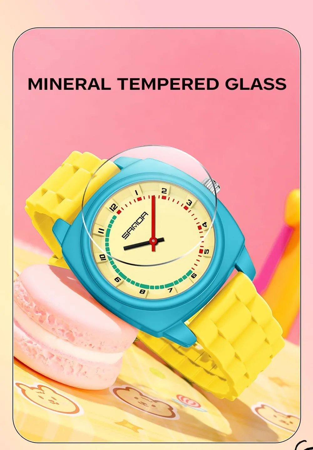 popular cuspidor concentric endanger Stylish Cute Colorful Big Face Quartz Watch Silicone Band Arabic Numerals Waterproof Fashion Casual Wristwatch CARLIEN Women 