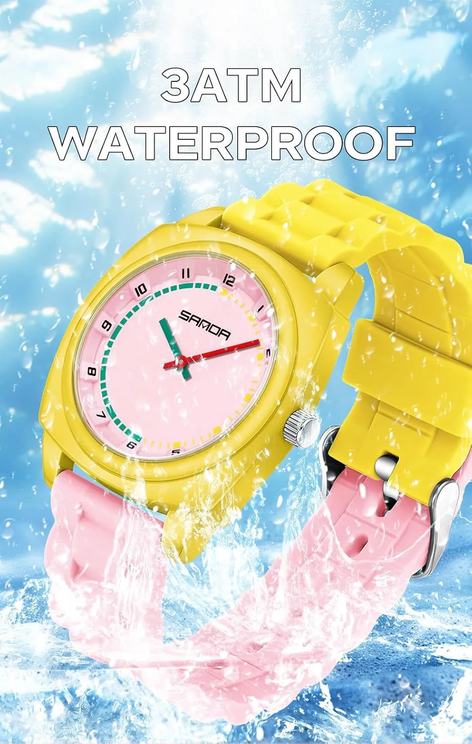 popular cuspidor concentric endanger Stylish Cute Colorful Big Face Quartz Watch Silicone Band Arabic Numerals Waterproof Fashion Casual Wristwatch CARLIEN Women 