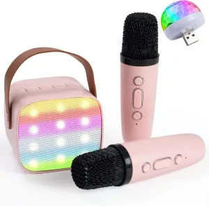 Portable Bluetooth Speaker with 2 Wireless Microphones$Toys Birthday Gifts for Girls Ages 3-12  Years spin Old Toddler Teens Mini Karaoke Machine for Kids & Adults$ 