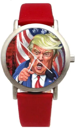 posit junction controllable J. Trump You're Fired On The Dial of The Brushed Chrome 36mm Watch with A Red Leather Strap and Donation to TNC Donald 