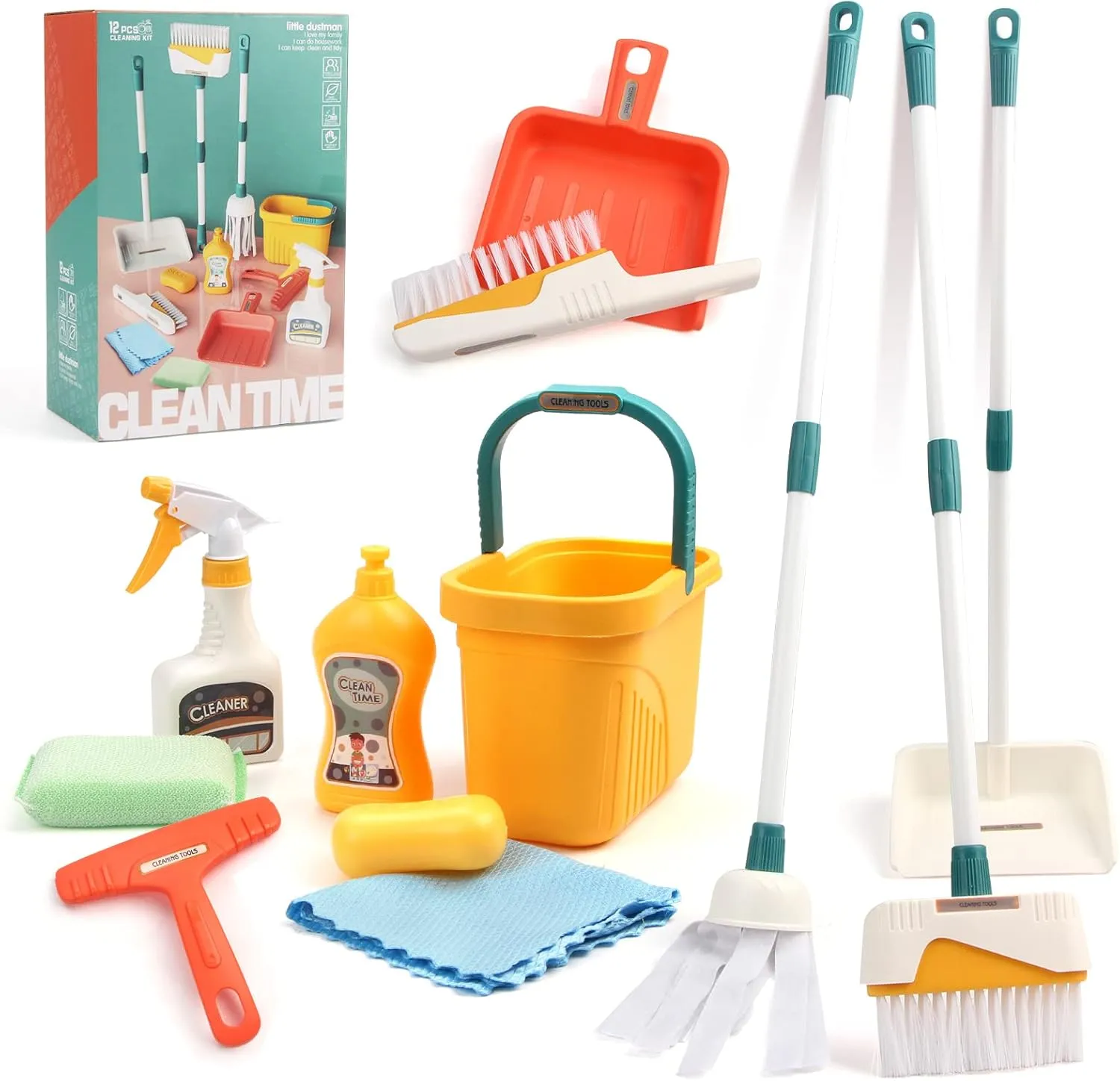 Pretend Play Broom$ Mop$ Dustpan & More$ Detachable Housekeeping Toy Kit for Boys & Girls$ STEM Learning Toddler Cleaning Toys Kids Cleaning Set seepage igloo premier for Toddlers 12pcs 