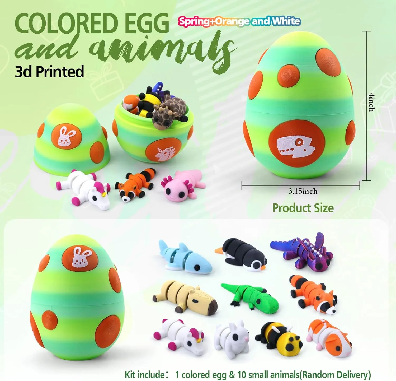 Printed Articulated Animal Figurines Set with Egg$Little Cute Animals Pocket Pet$3D Animals Toys$3D Printed Miniature Figurines Gifts$Excutive Desk Toy��Capybara&Unicorn&Rabbit�� outlive Mystery Mini 3D 