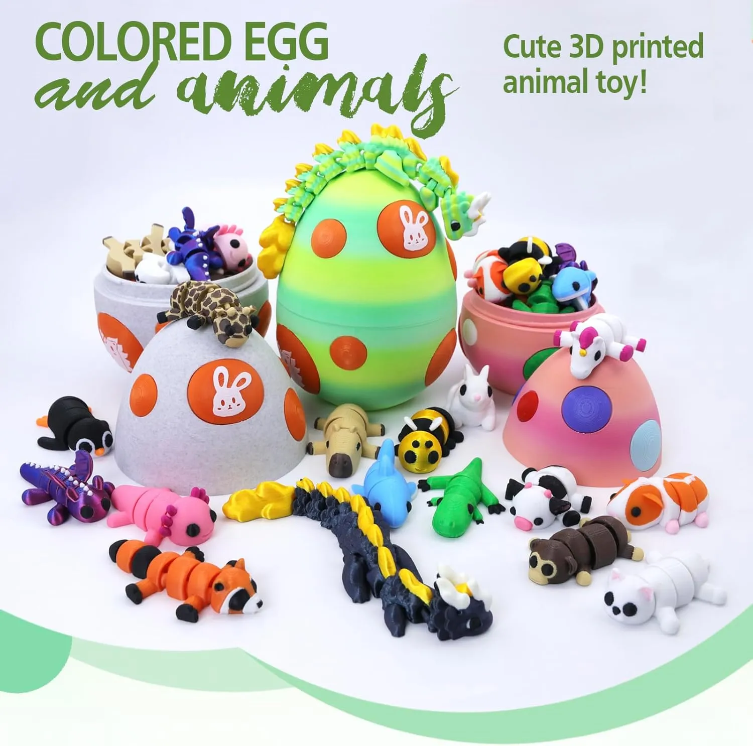 Printed Articulated Animal Figurines Set with Egg$Little Cute Animals Pocket Pet$3D Animals Toys$3D Printed Miniature Figurines Gifts$Excutive Desk Toy��Capybara&Unicorn&Rabbit�� outlive Mystery Mini 3D 