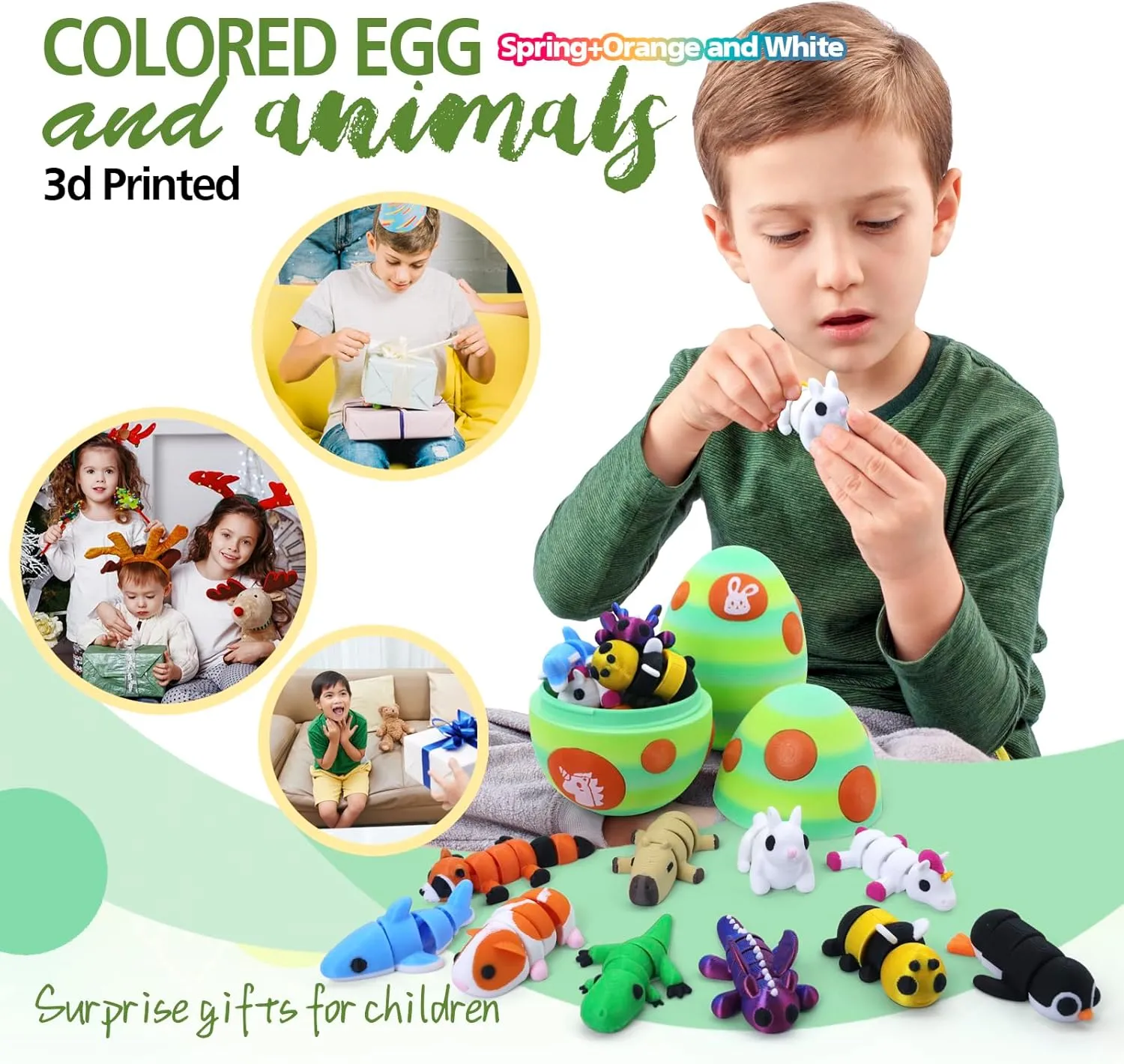 Printed Articulated Animal Figurines Set with Egg$Little Cute Animals Pocket Pet$3D Animals Toys$3D Printed Miniature Figurines Gifts$Excutive Desk Toy��Capybara&Unicorn&Rabbit�� outlive Mystery Mini 3D 