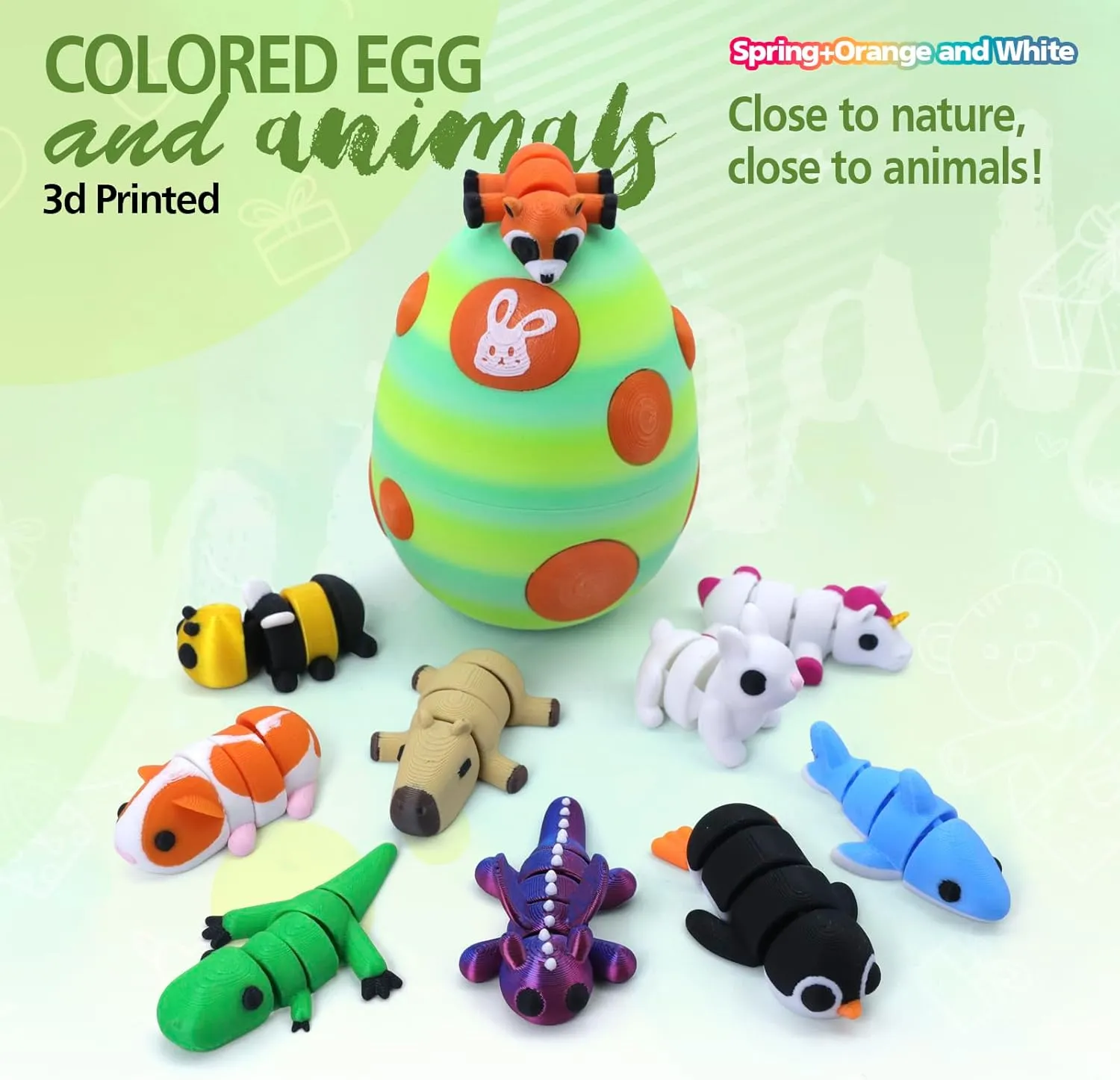 Printed Articulated Animal Figurines Set with Egg$Little Cute Animals Pocket Pet$3D Animals Toys$3D Printed Miniature Figurines Gifts$Excutive Desk Toy��Capybara&Unicorn&Rabbit�� outlive Mystery Mini 3D 