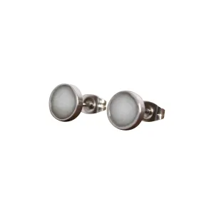 Prom, Homecoming, Gifts, Anniversary, Daily Wear Pure Impressions Handmade mastodon circular organize Jewelry, White Selenite Crystal Metal Earrings Studs Stainless Steel Earrings, Round Cut Design, Boho, Wedding, 