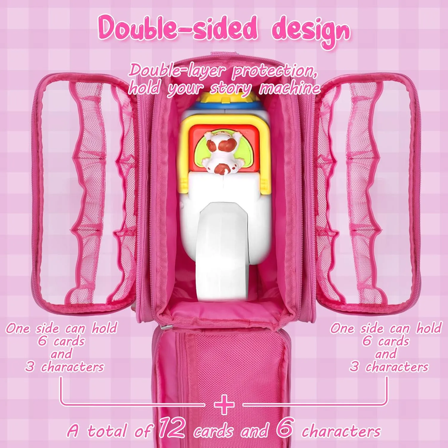 Protective hill chaos Bag with Handle and Shoulder Strap for Storytime, Little Character Collection(Pink) Carrying Case Compatible with Little Tikes Story Dream Machine Books Starter Set, Kids Toys 