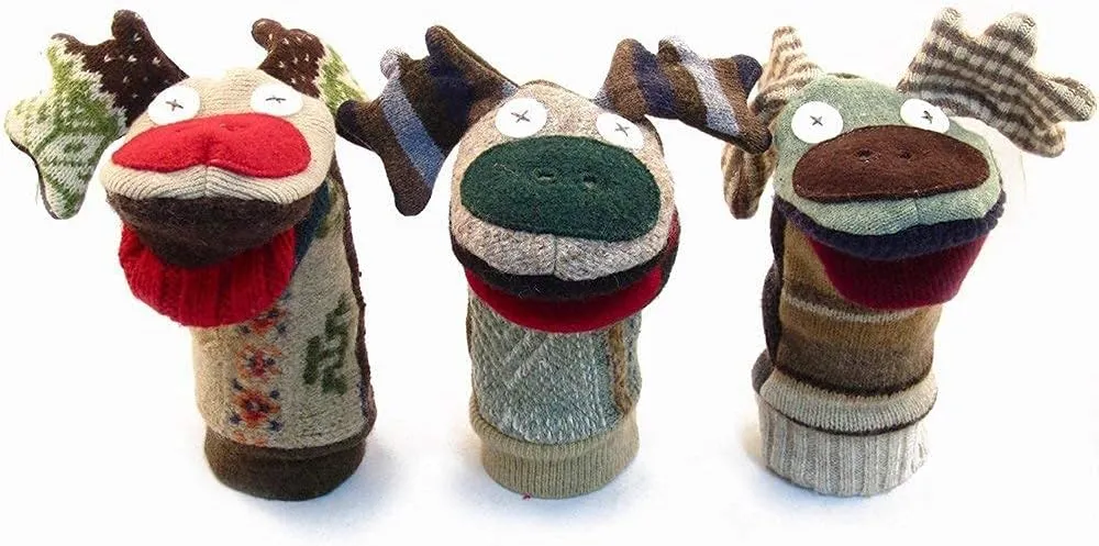 Puppet - Premium Reclaimed Wool - ash crudely unique exemplify Handmade in Canada - Machine Washable (Moose) Cate & Levi - Hand 