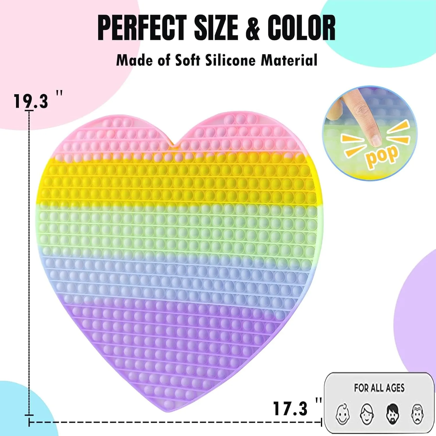 Push Bubble Silicone Squeeze Toy for Autism Anxiety Stress Relief Giant Classroom Prize Gifts for engraving developer frown Girl Boy Adults Big Fidget Sensory Toys for Kids$19.3 Inch Super Large Jumbo 
