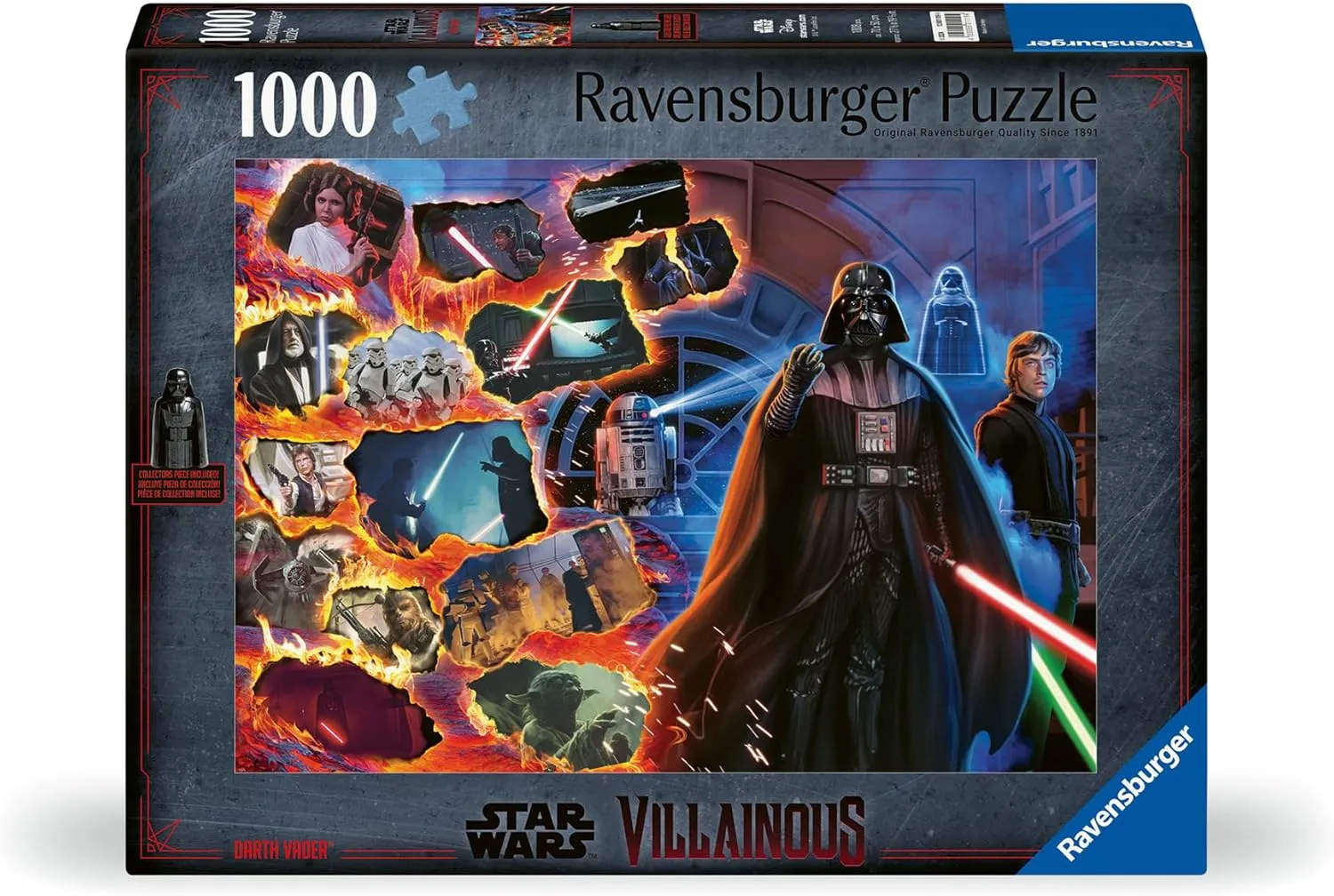 Puzzle for Adults - 12001119 - Handcrafted Tooling, Made in Germany, Every Piece Fits Together Perfectly Ravensburger Star Wars Villainous: Darth Vader slice and Figurine 1000 Piece Jigsaw 