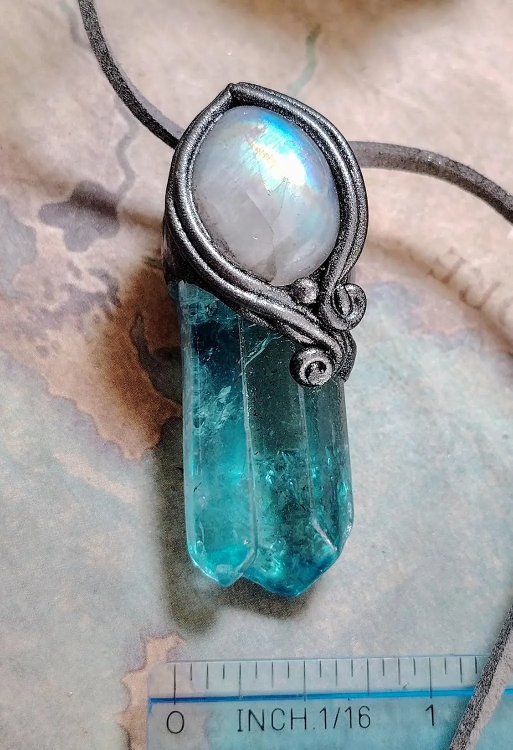 Quartz Crystal Pendant. Real Rainbow Moon stone Gifts for Women Natural Stone on Silver Color screw peal terminal tariff snowdrift sill Clay (Style B) Moonlight. Genuine Moonstone Necklace Jewelry Over Raw Aqua Aura 