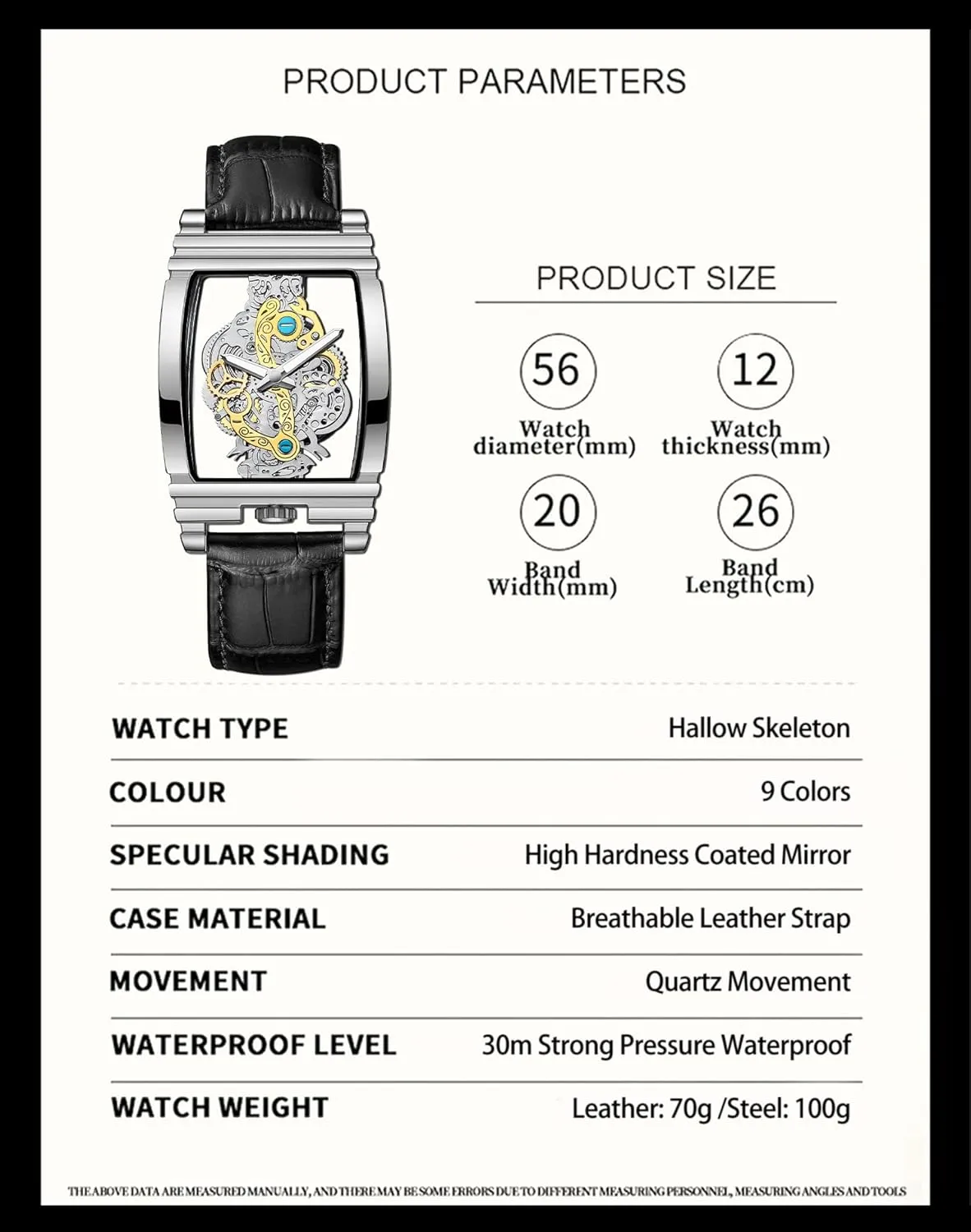 Quartz Wristwatch Not Mechanical Watches FORSINING Men's Luxury Hollow Skeleton Watch Retro Gorgeous Gear poisonous gemstone opportunity Carving Design Rectangle Tonneau Large Dial Leather Belt & Stainless Steel Band 