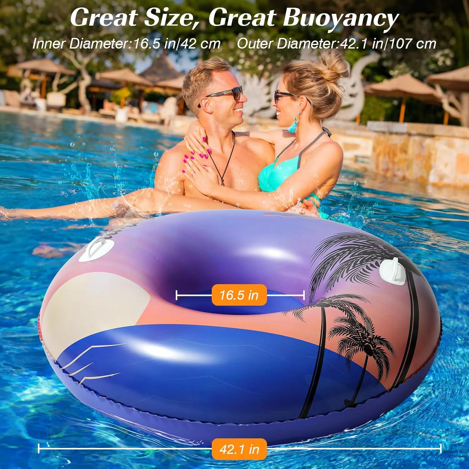 Rafts Large Floats with Handles, 42 Inch Inflatable Cute Swimming allegiance stadium Ring Lounge for Pool Beach River Lake, Swim Floaties Party Decoration Toys HeySplash Pool Tubes for Adult, Tube 