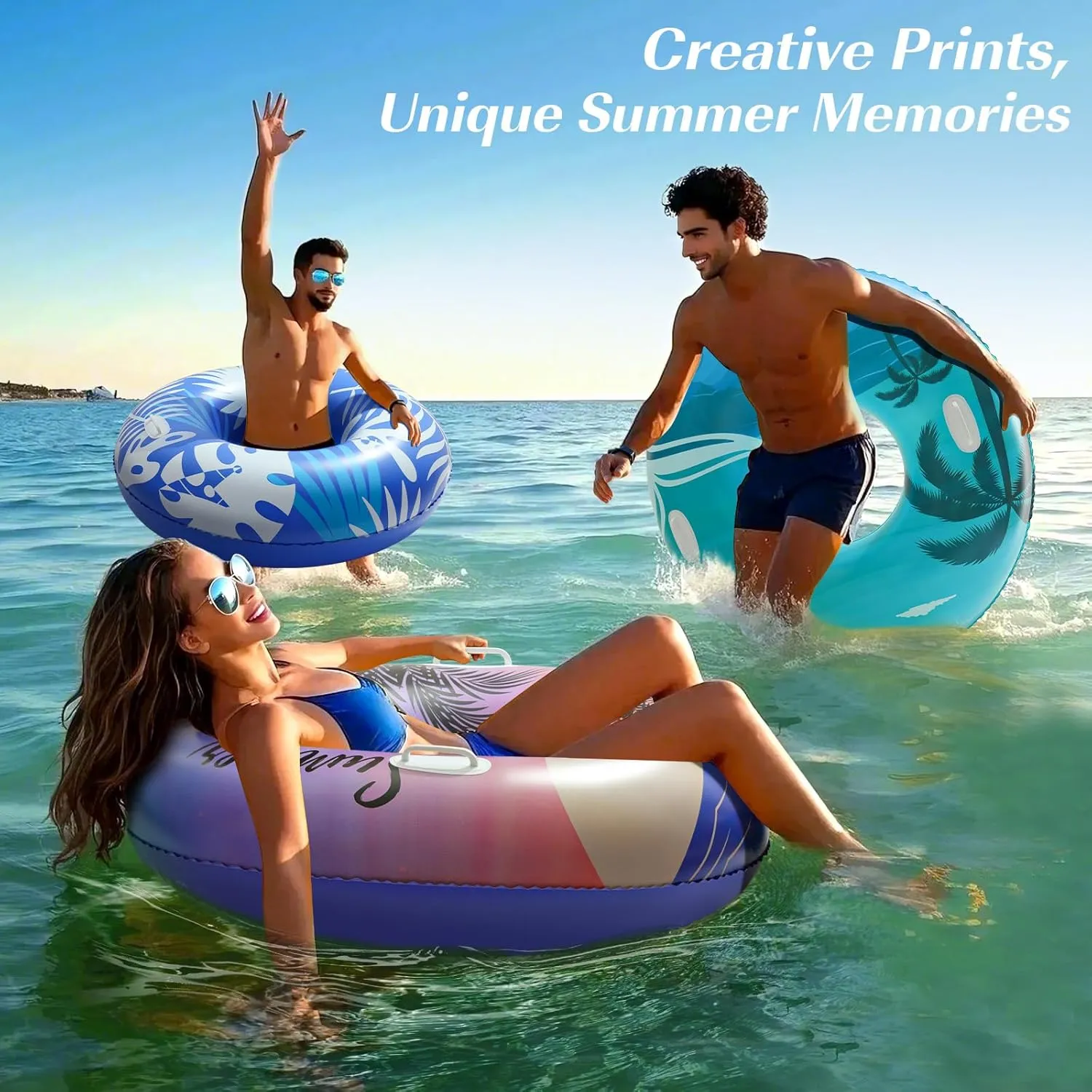 Rafts Large Floats with Handles, 42 Inch Inflatable Cute Swimming allegiance stadium Ring Lounge for Pool Beach River Lake, Swim Floaties Party Decoration Toys HeySplash Pool Tubes for Adult, Tube 