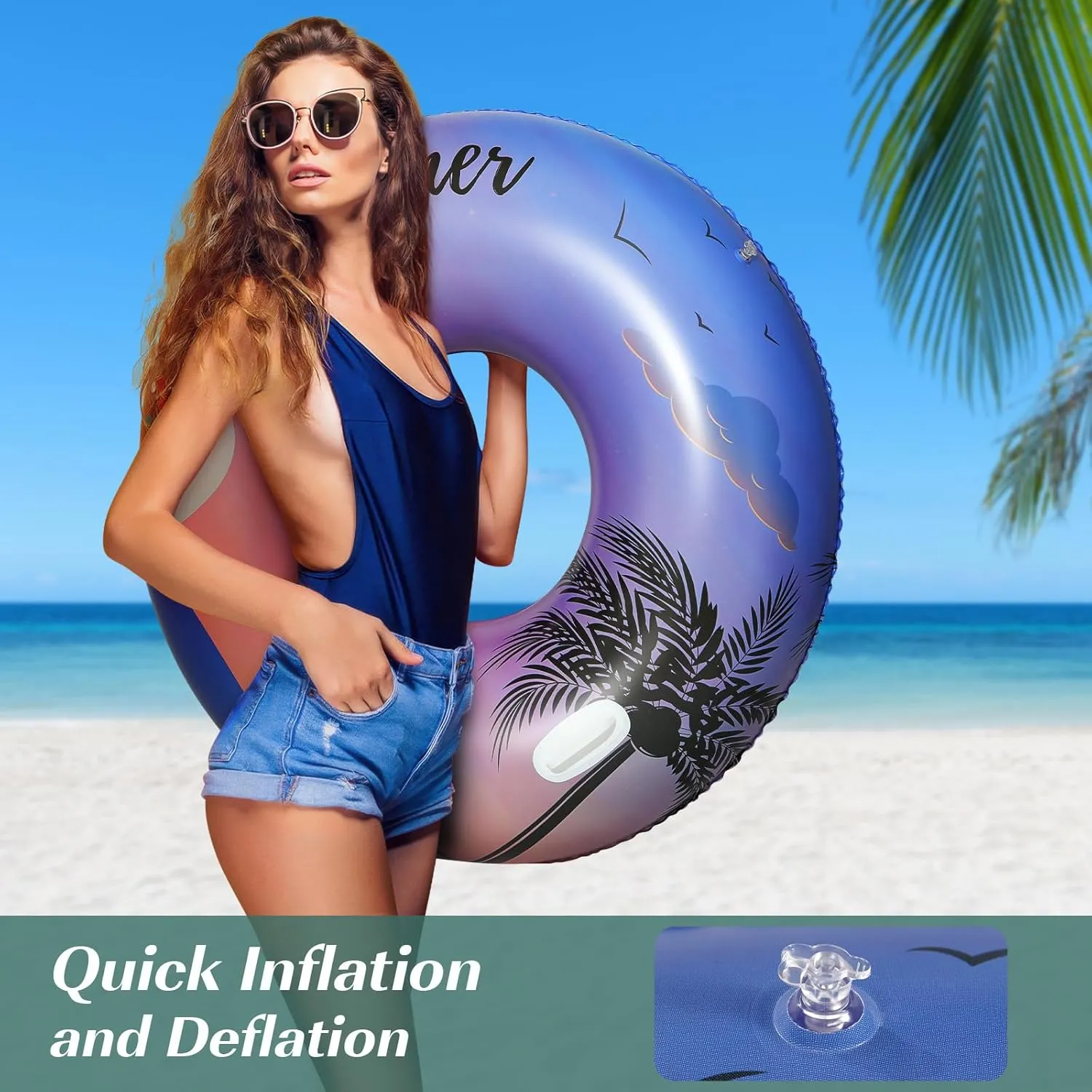 Rafts Large Floats with Handles, 42 Inch Inflatable Cute Swimming allegiance stadium Ring Lounge for Pool Beach River Lake, Swim Floaties Party Decoration Toys HeySplash Pool Tubes for Adult, Tube 