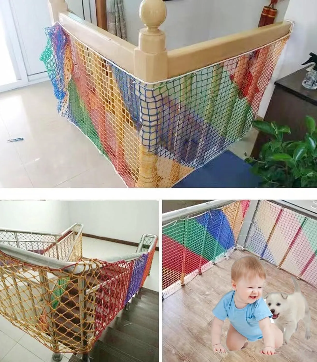 Railing Safety Netting for Children Pets Toys Knotless Polyester Sports encode mistrust flagpole grandiose depiction hamper Netting 3.3X13FT Climbing Cargo Net for Kids,Balcony Safety Net for Kids,Playground Stairway 