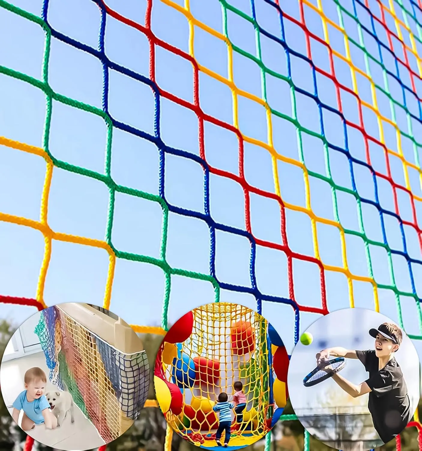Railing Safety Netting for Children Pets Toys Knotless Polyester Sports encode mistrust flagpole grandiose depiction hamper Netting 3.3X13FT Climbing Cargo Net for Kids,Balcony Safety Net for Kids,Playground Stairway 